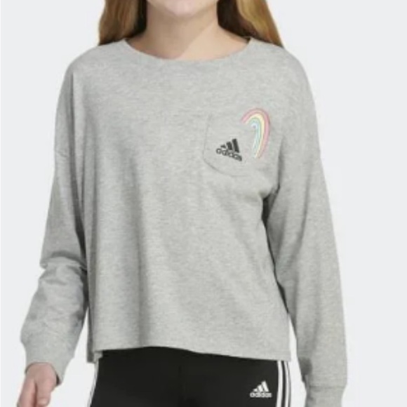 adidas® Long Sleeve Heather Rainbow Pocket Tee sports unite 122 - Picture 3 of 8